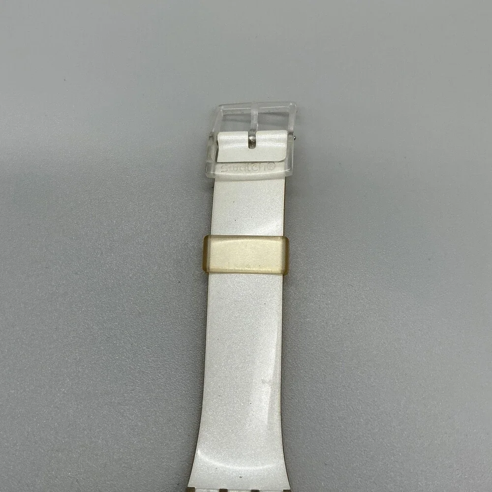 Vintage Swatch Mens Watch 34mm GK733 Case White Day Date New Battery